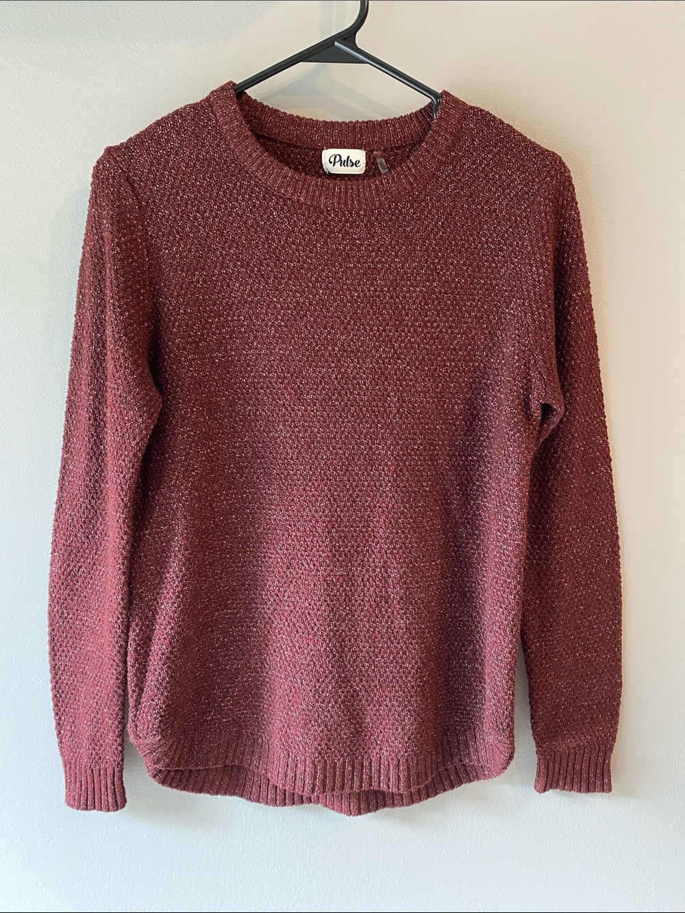 Pulse Burgundy Textured Crewneck Sweater